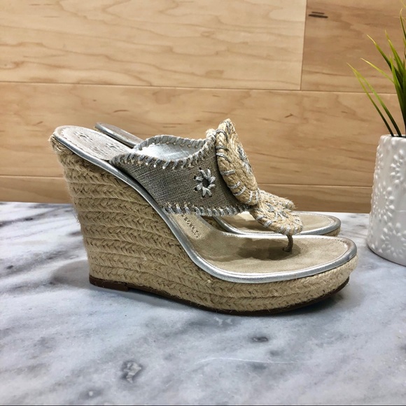 Jack Rogers Mallorca Espadrille Wedge in Silver 6M - Picture 3 of 7